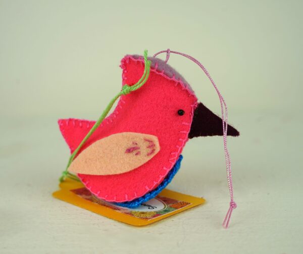 Songbird Ornament, Coral Pink